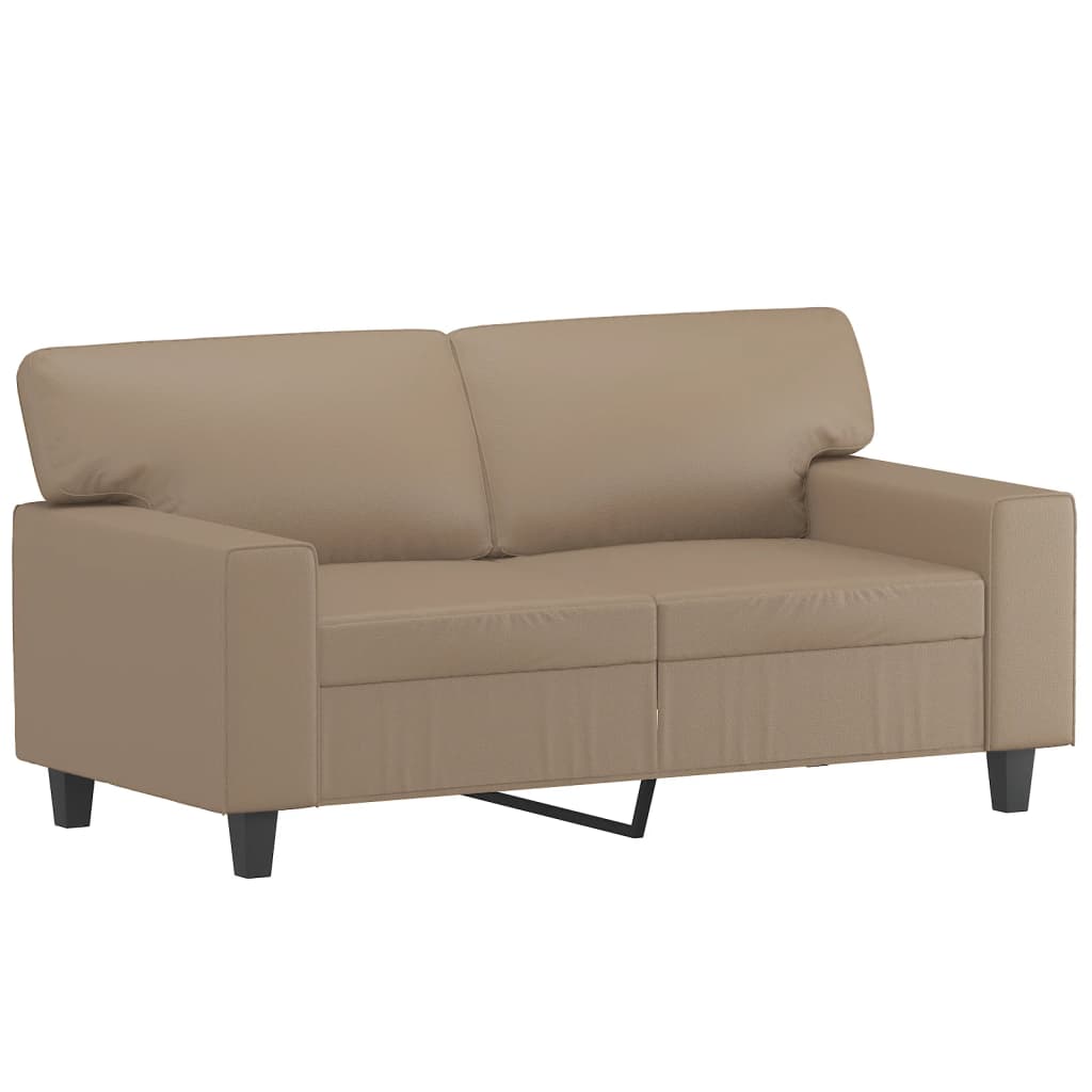 vidaXL 2-osobowa sofa z poduszkami, cappuccino, 120 cm, sztuczna skóra
