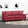 vidaXL 2-os. sofa z poduszkami, winna czerwień, 140 cm, sztuczna skóra