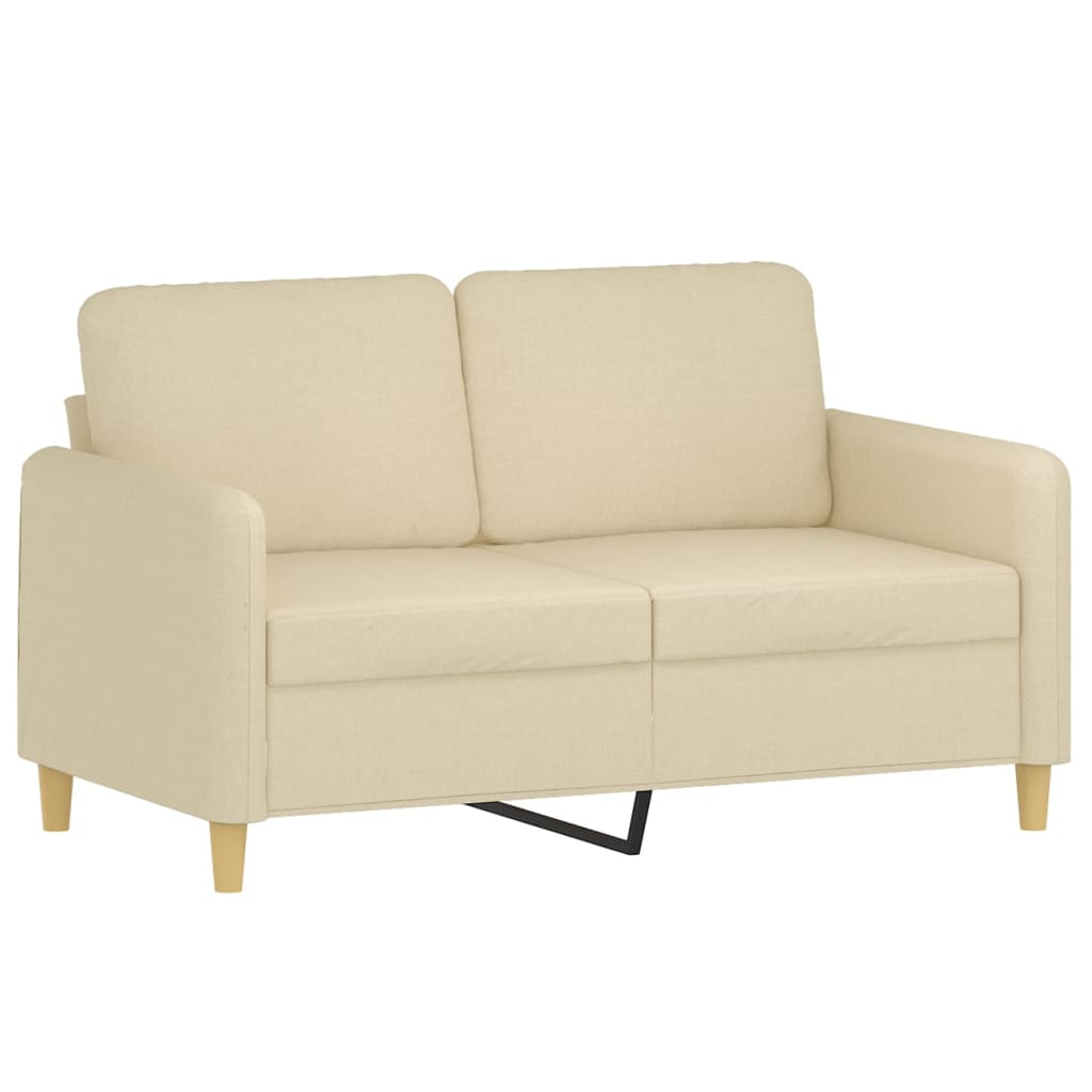 vidaXL 2-osobowa sofa z poduszkami, kremowa, 120 cm, tkanina