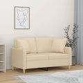 vidaXL 2-osobowa sofa z poduszkami, kremowa, 120 cm, tkanina