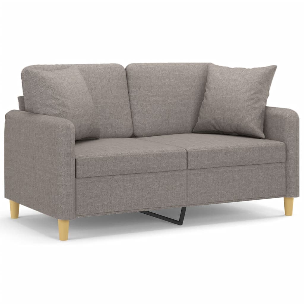 vidaXL 2-osobowa sofa z poduszkami, taupe, 120 cm, tkanina