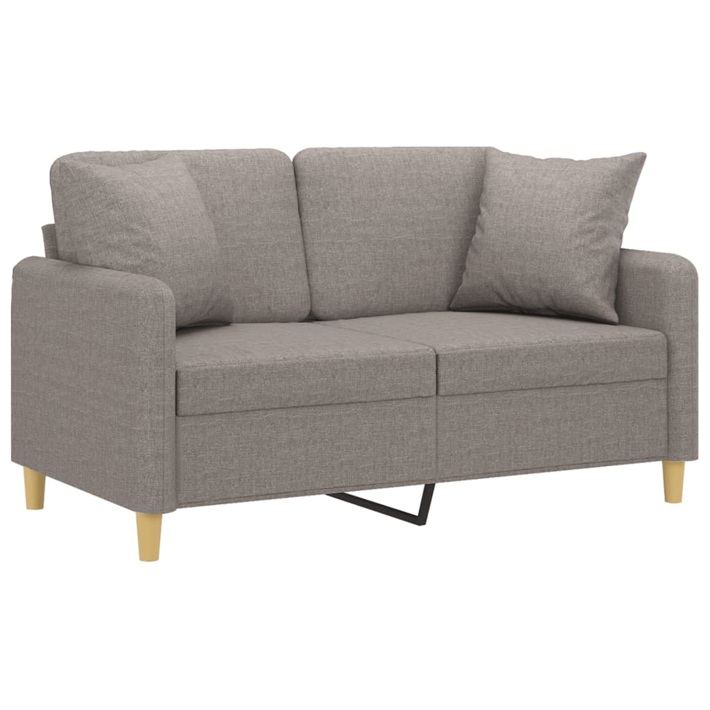 vidaXL 2-osobowa sofa z poduszkami, taupe, 120 cm, tkanina