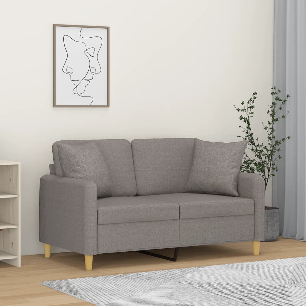 vidaXL 2-osobowa sofa z poduszkami, taupe, 120 cm, tkanina