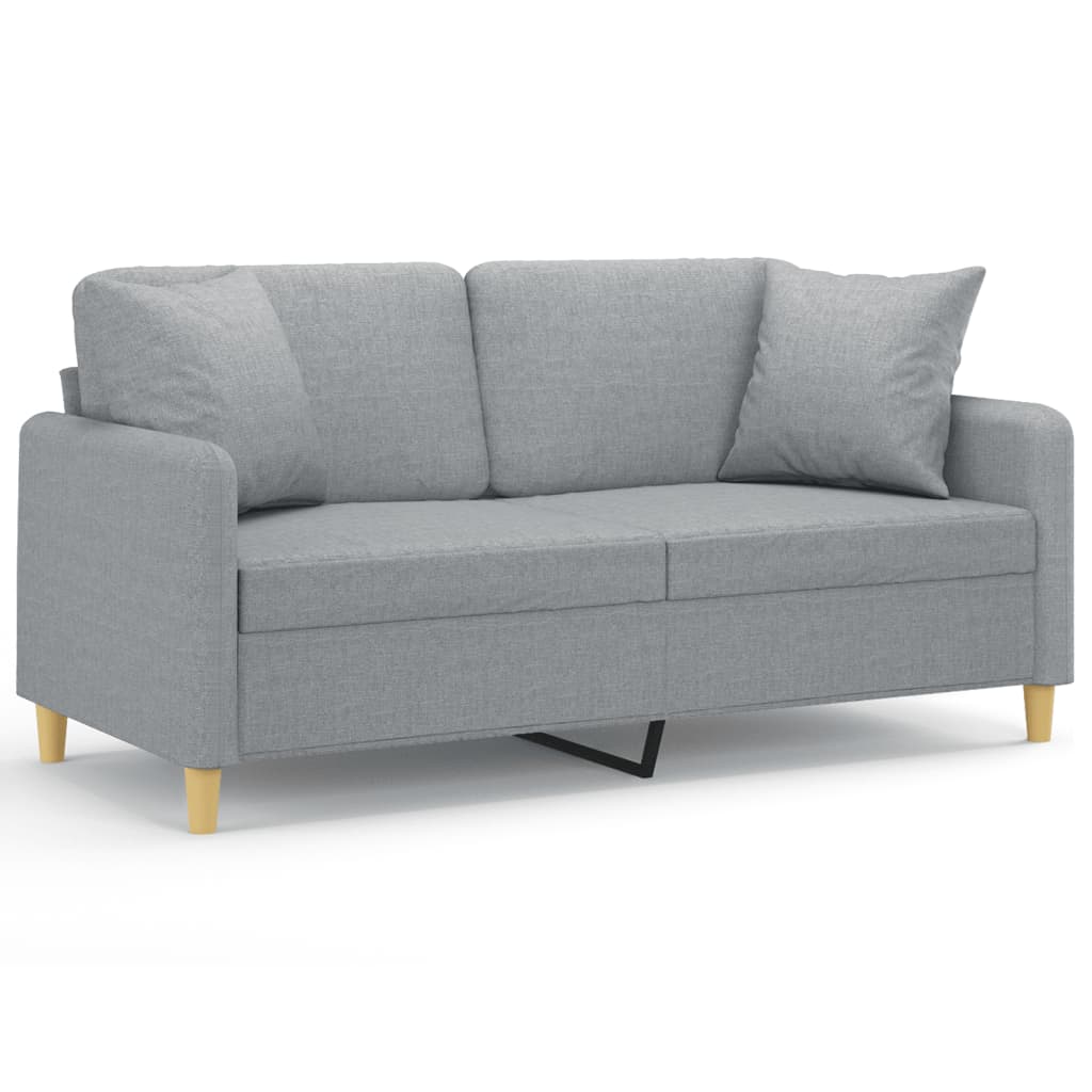 vidaXL 2-osobowa sofa z poduszkami, jasnoszara, 140 cm, tkanina