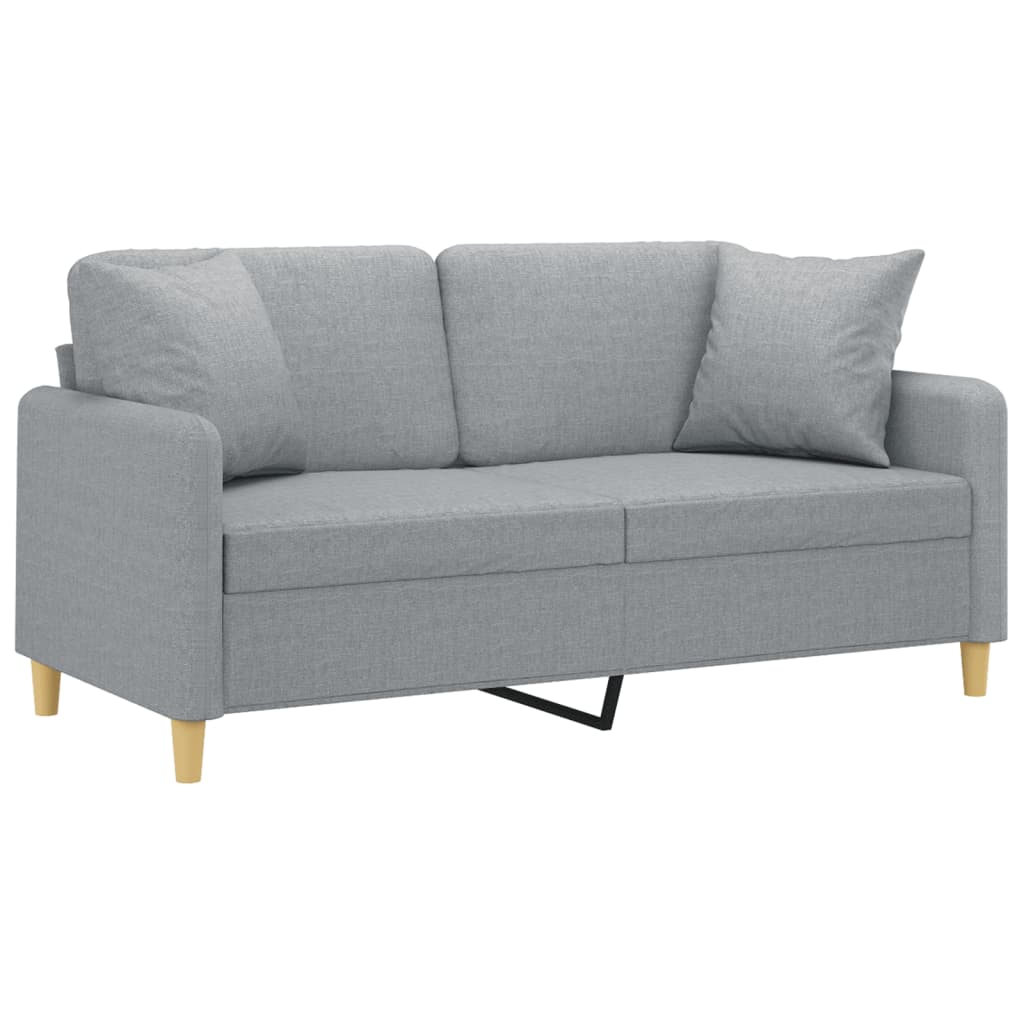 vidaXL 2-osobowa sofa z poduszkami, jasnoszara, 140 cm, tkanina
