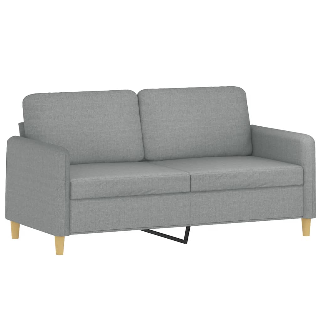 vidaXL 2-osobowa sofa z poduszkami, jasnoszara, 140 cm, tkanina