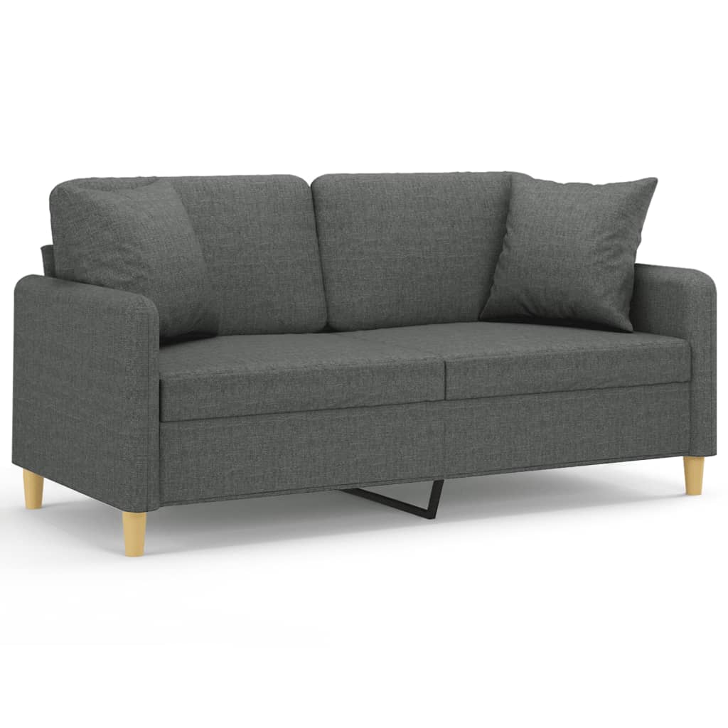 vidaXL 2-osobowa sofa z poduszkami, ciemnoszara, 140 cm, tkanina