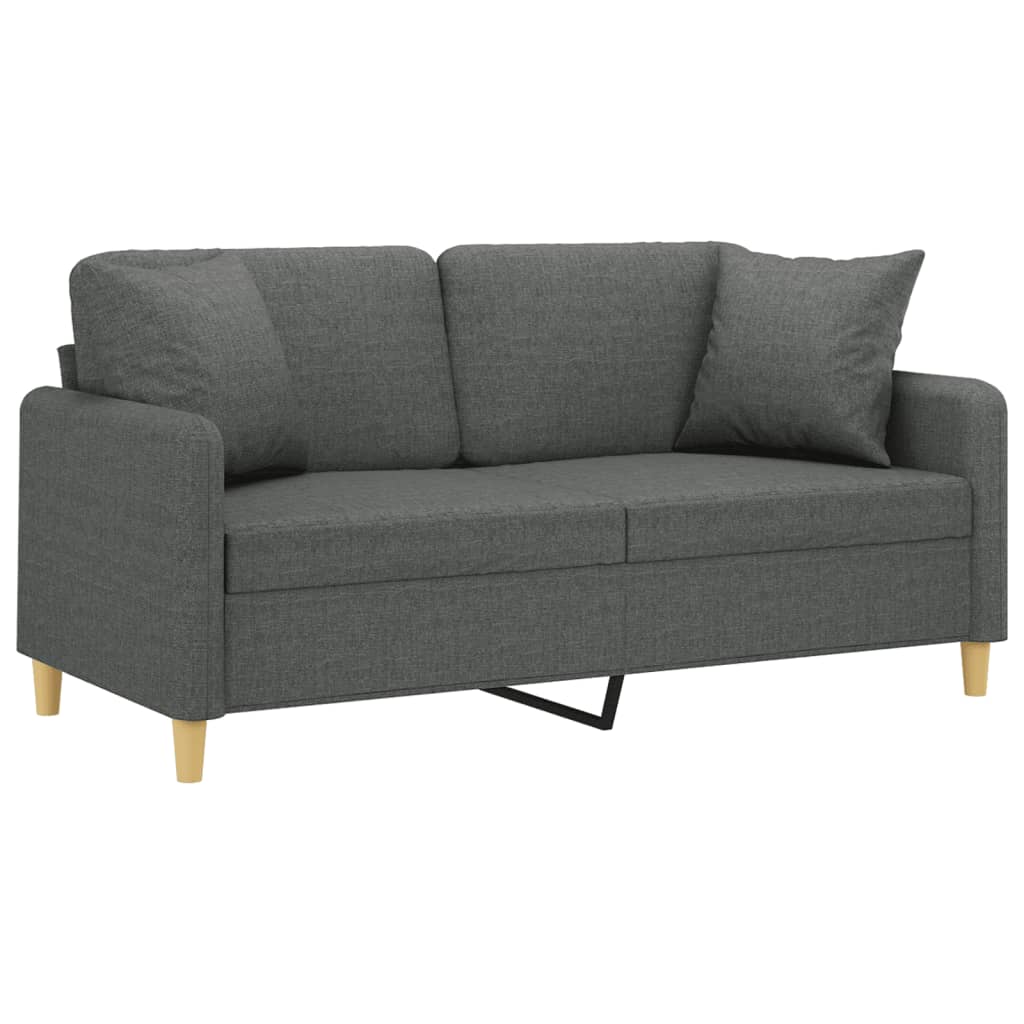 vidaXL 2-osobowa sofa z poduszkami, ciemnoszara, 140 cm, tkanina