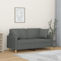 vidaXL 2-osobowa sofa z poduszkami, ciemnoszara, 140 cm, tkanina