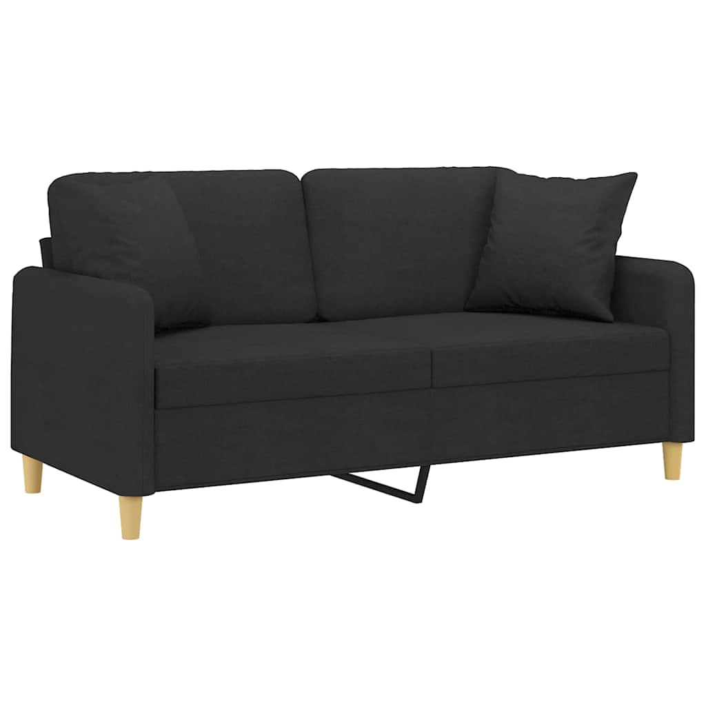 vidaXL 2-osobowa sofa z poduszkami, czarna, 140 cm, tkanina