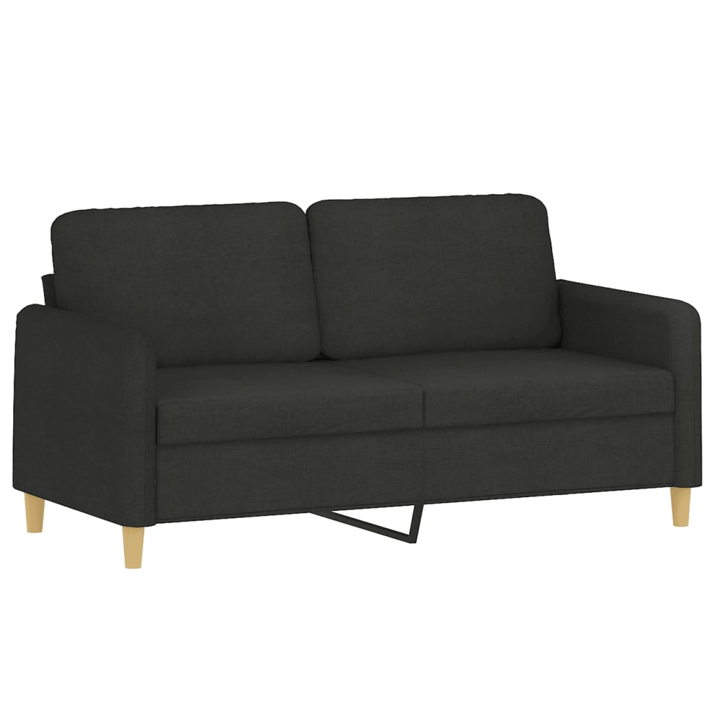 vidaXL 2-osobowa sofa z poduszkami, czarna, 140 cm, tkanina