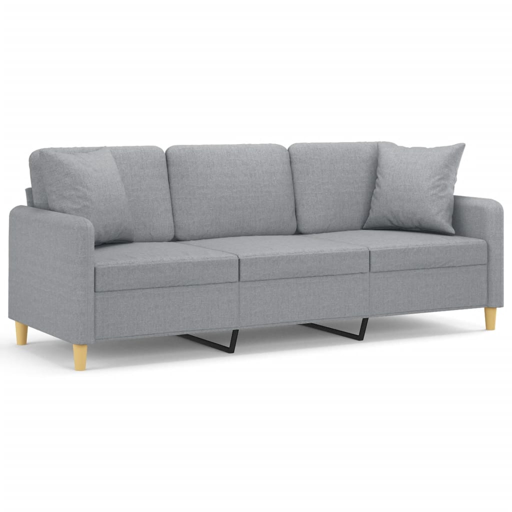 vidaXL 3-osobowa sofa z poduszkami, jasnoszara, 180 cm, tkanina