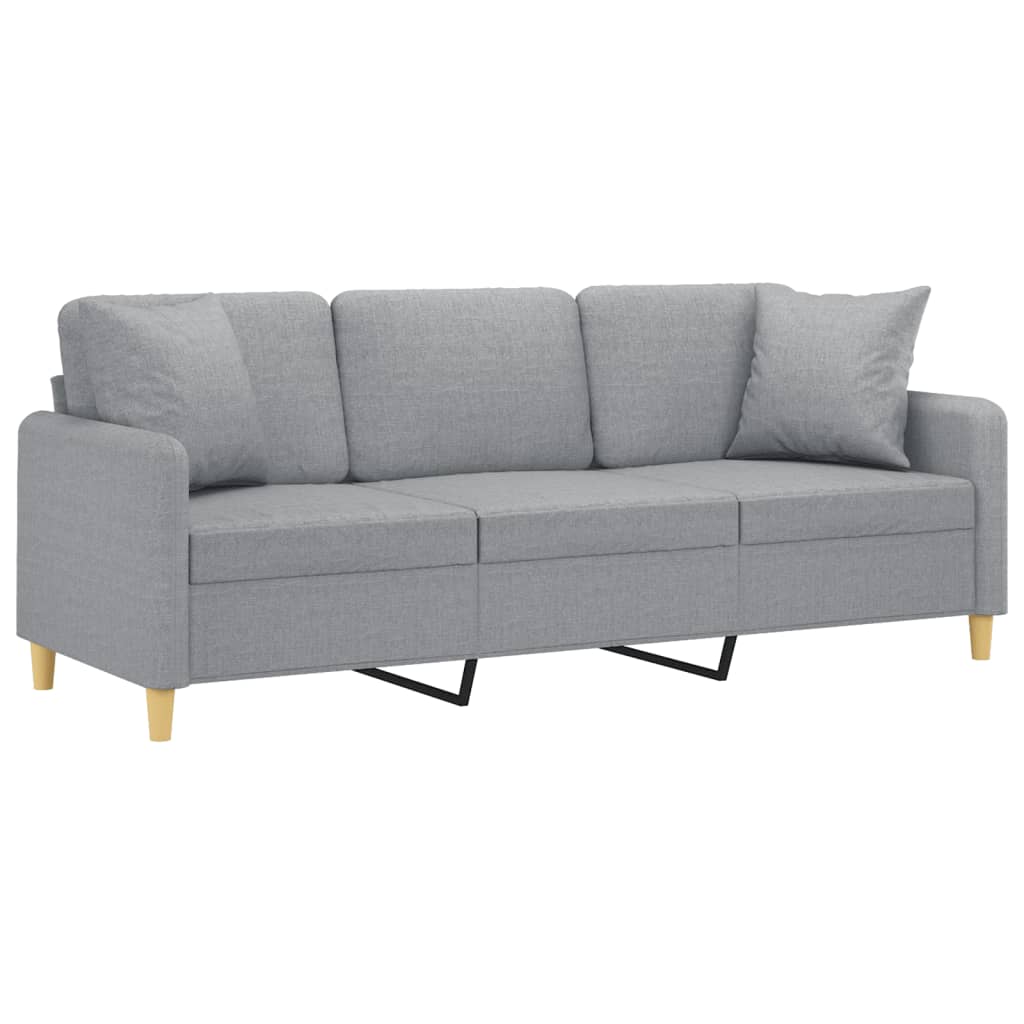 vidaXL 3-osobowa sofa z poduszkami, jasnoszara, 180 cm, tkanina