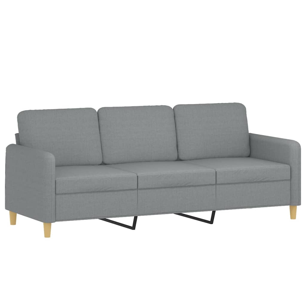 vidaXL 3-osobowa sofa z poduszkami, jasnoszara, 180 cm, tkanina