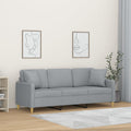 vidaXL 3-osobowa sofa z poduszkami, jasnoszara, 180 cm, tkanina