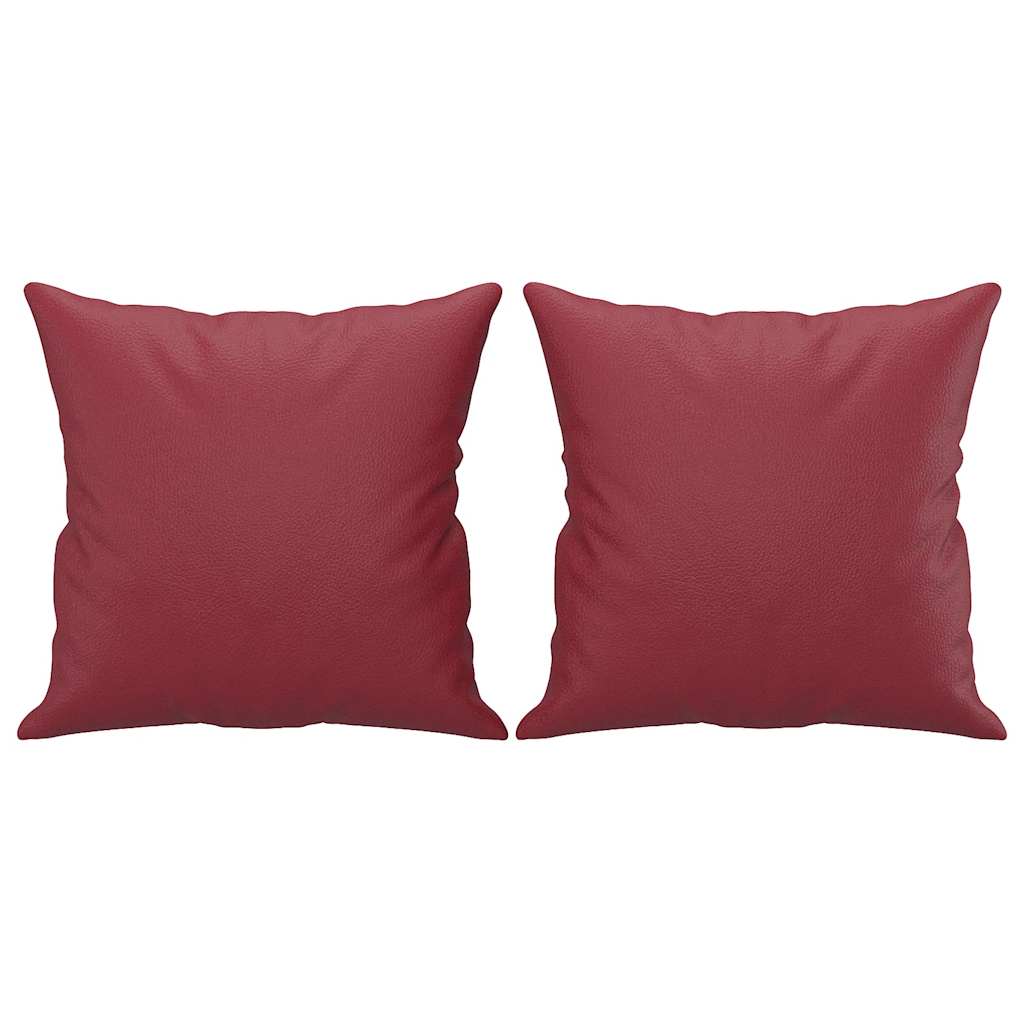 vidaXL 2-os. sofa z poduszkami, winna czerwień, 140 cm, sztuczna skóra