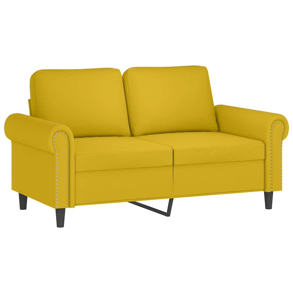 vidaXL 2-osobowa sofa z poduszkami, żółta, 120 cm, aksamit