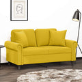 vidaXL 2-osobowa sofa z poduszkami, żółta, 120 cm, aksamit