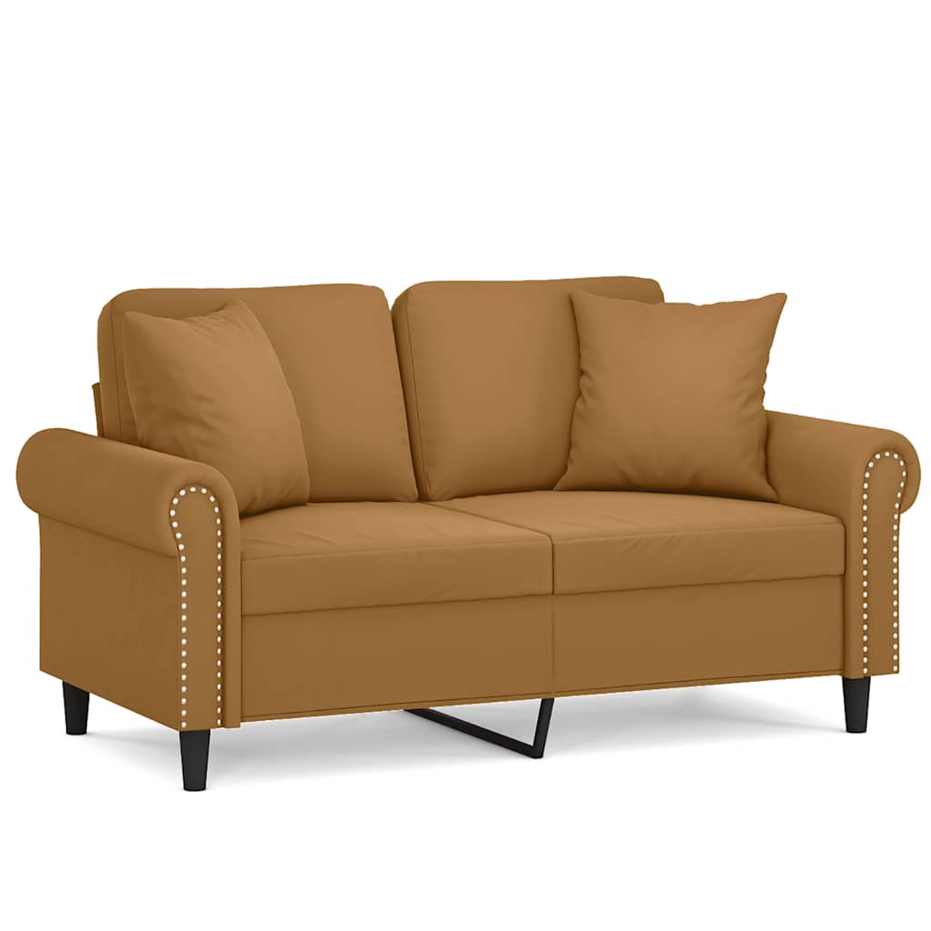 vidaXL 2-osobowa sofa z poduszkami, brązowa, 120 cm, aksamit
