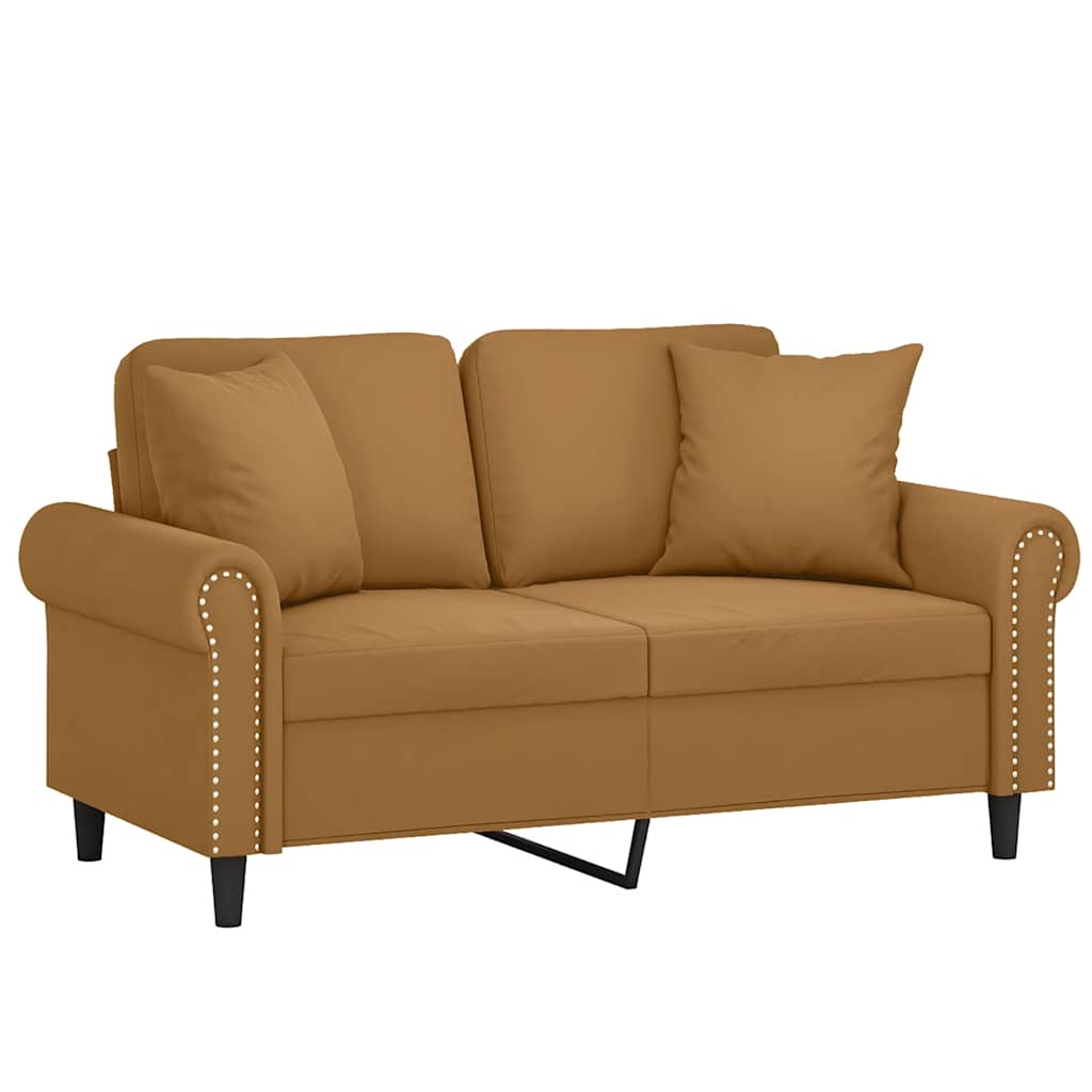 vidaXL 2-osobowa sofa z poduszkami, brązowa, 120 cm, aksamit