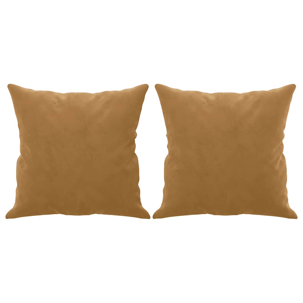 vidaXL 2-osobowa sofa z poduszkami, brązowa, 120 cm, aksamit