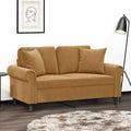 vidaXL 2-osobowa sofa z poduszkami, brązowa, 120 cm, aksamit
