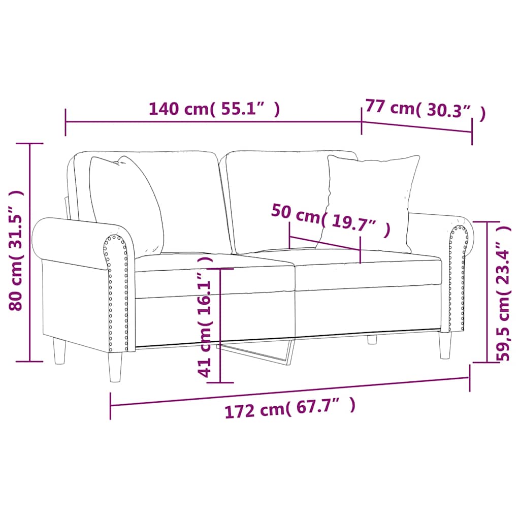 vidaXL 2-osobowa sofa z poduszkami, ciemnozielona, 140 cm, aksamit