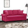 vidaXL 2-osobowa sofa z poduszkami, winna czerwień, 140 cm, aksamit