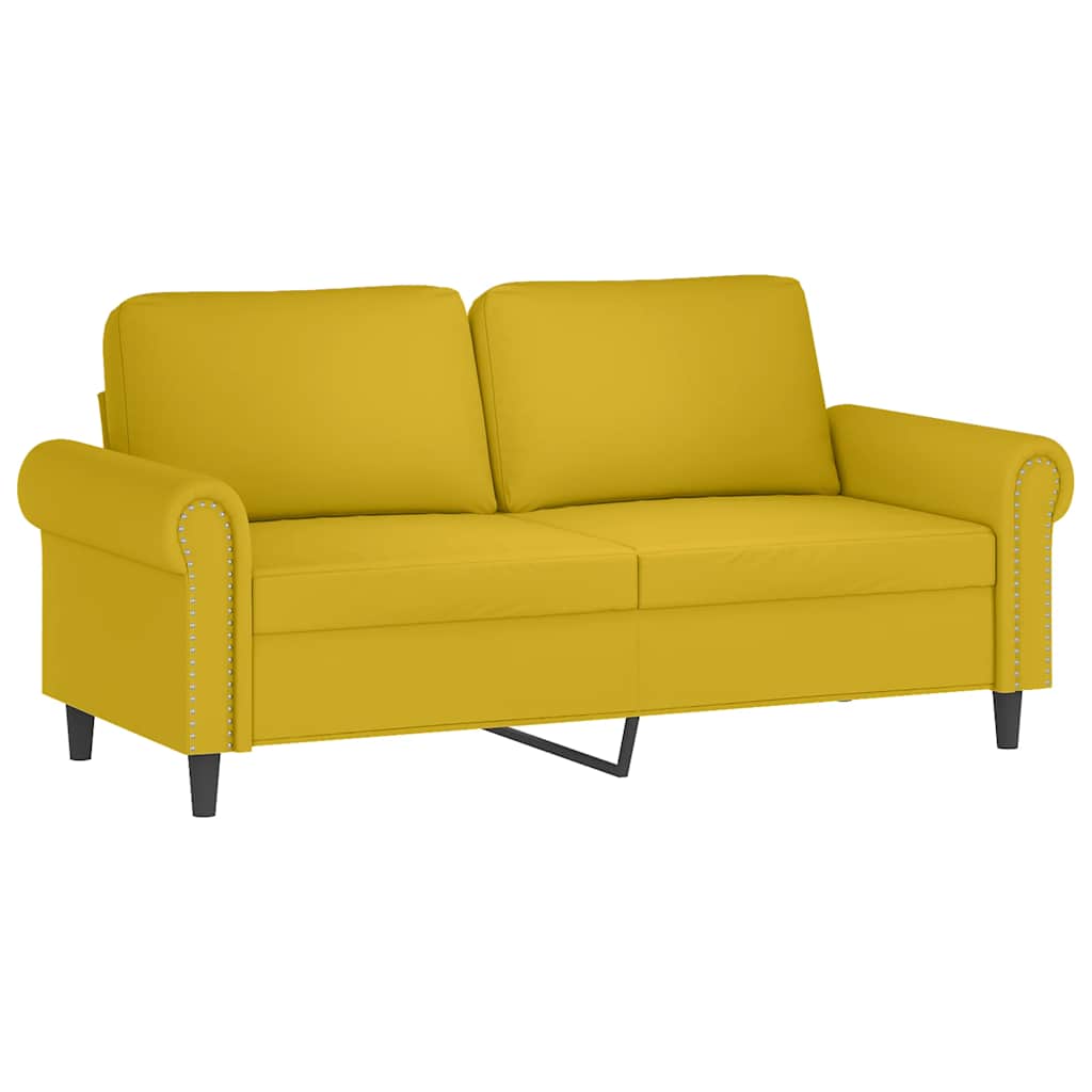 vidaXL 2-osobowa sofa z poduszkami, żółta, 140 cm, aksamit
