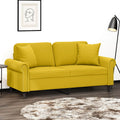 vidaXL 2-osobowa sofa z poduszkami, żółta, 140 cm, aksamit
