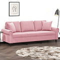 vidaXL 3-osobowa sofa z poduszkami, różowa, 180 cm, aksamit