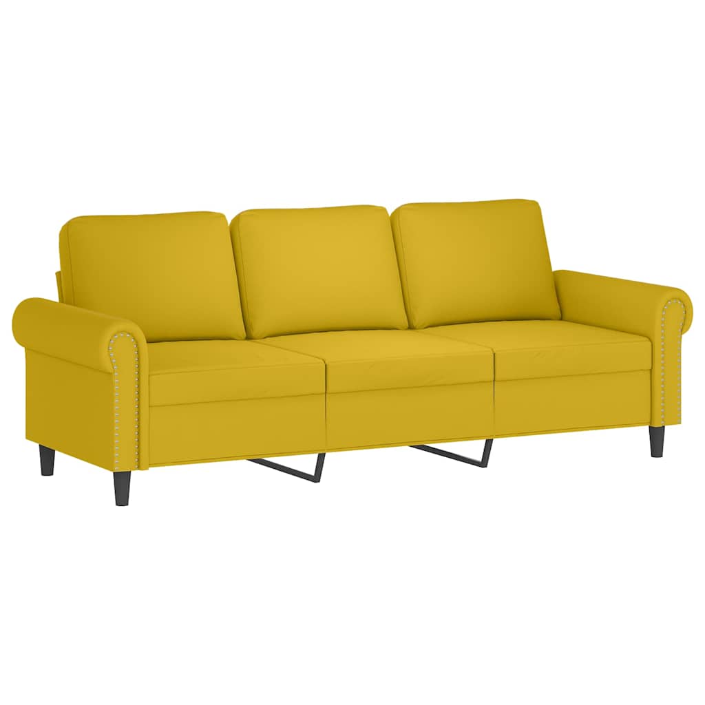vidaXL 3-osobowa sofa z poduszkami, żółta, 180 cm, aksamit