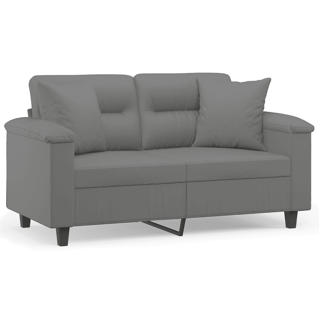 vidaXL 2-osobowa sofa z poduszkami, ciemnoszara, 120 cm, mikrofibra