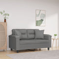 vidaXL 2-osobowa sofa z poduszkami, ciemnoszara, 120 cm, mikrofibra