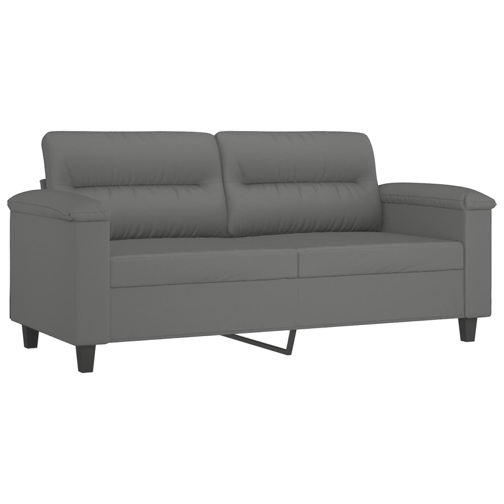 vidaXL 2-osobowa sofa z poduszkami, ciemnoszara, 140 cm, mikrofibra