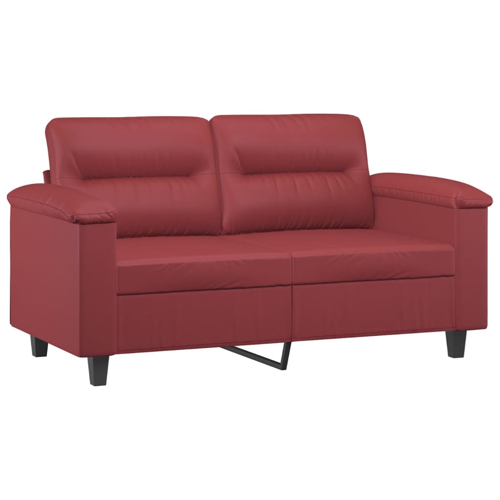 vidaXL 2-os. sofa z poduszkami, winna czerwień, 120 cm, sztuczna skóra