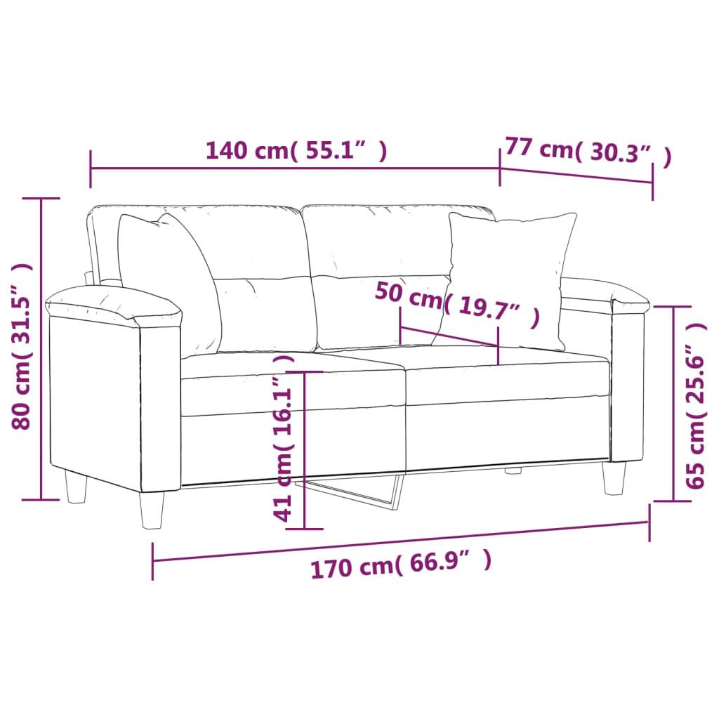 vidaXL 2-os. sofa z poduszkami, winna czerwień, 140 cm, sztuczna skóra