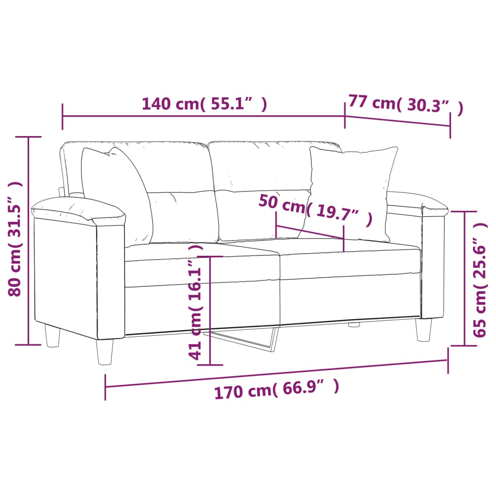 vidaXL 2-osobowa sofa z poduszkami, cappuccino, 140 cm, sztuczna skóra