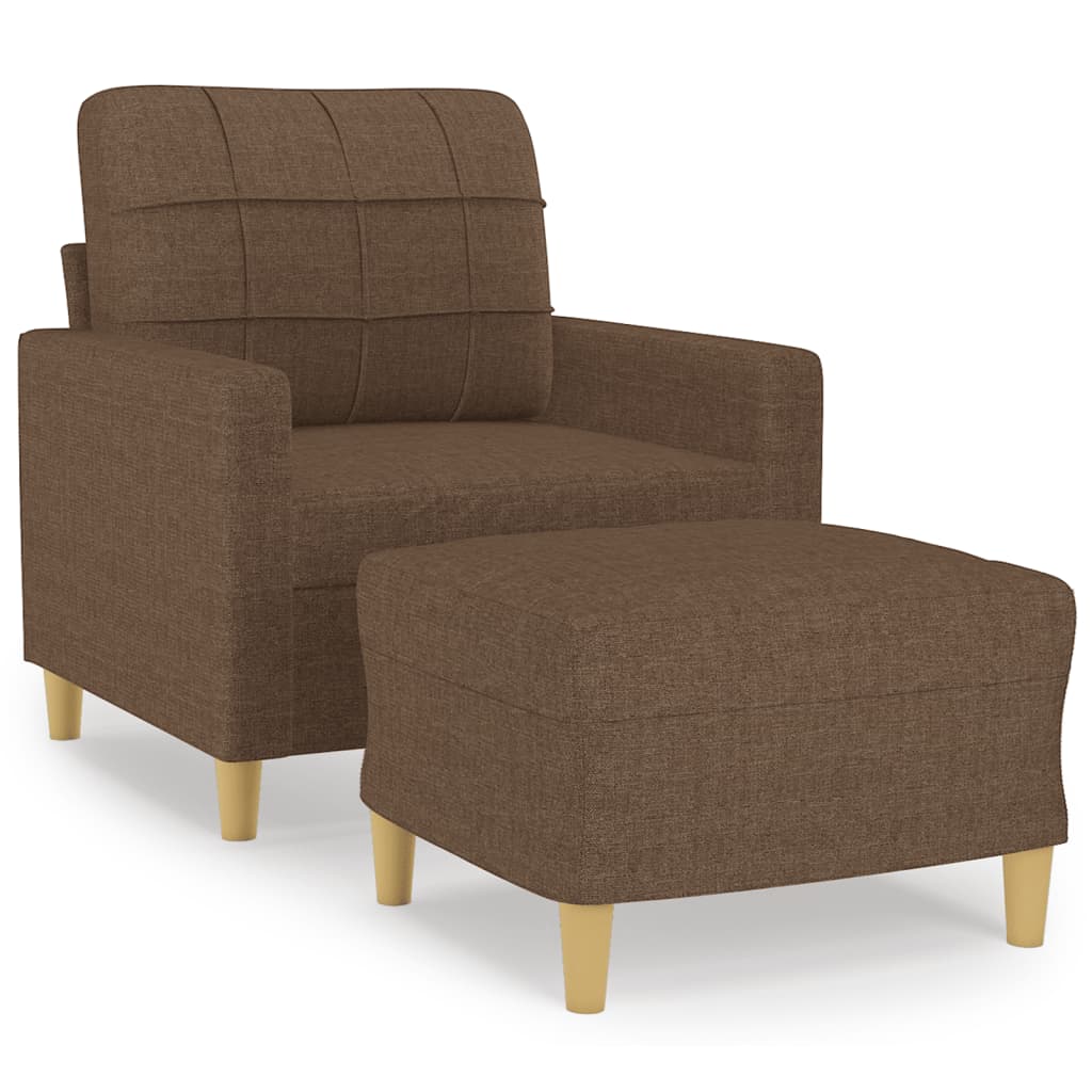 vidaXL Fotel z podnóżkiem, brązowy, 60 cm, obity tkaniną