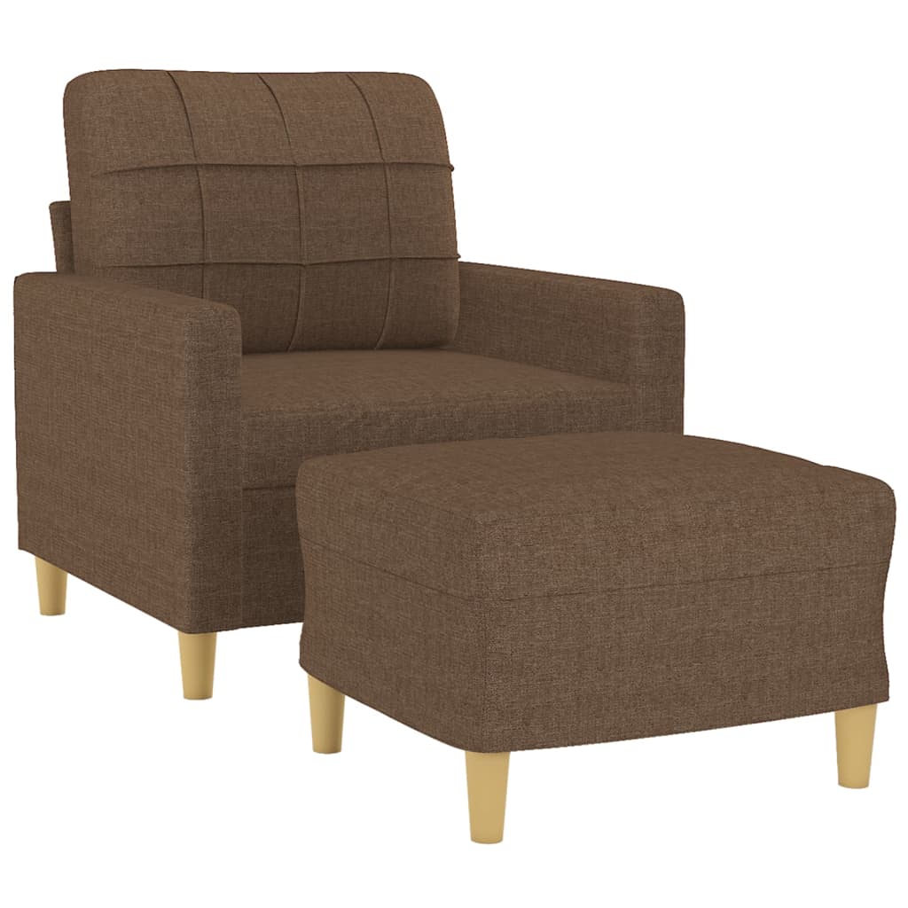 vidaXL Fotel z podnóżkiem, brązowy, 60 cm, obity tkaniną
