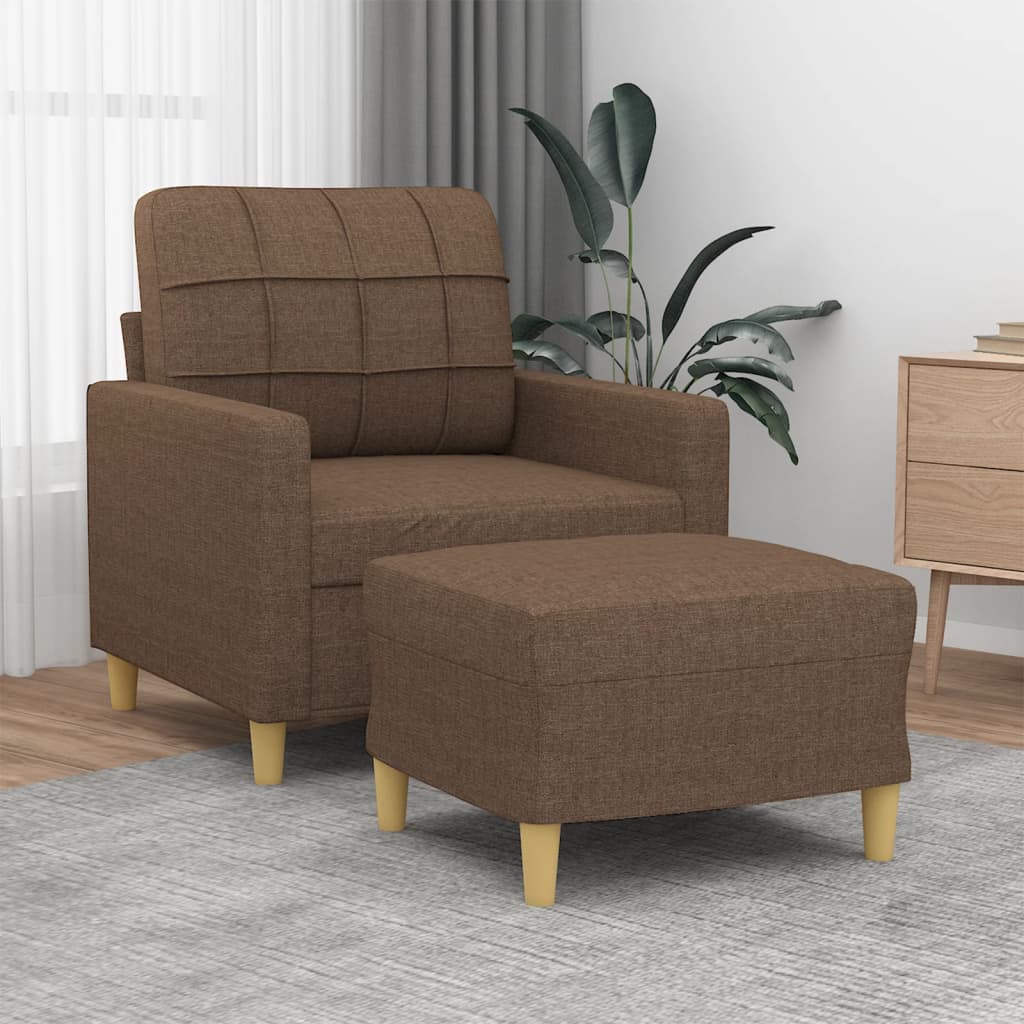vidaXL Fotel z podnóżkiem, brązowy, 60 cm, obity tkaniną