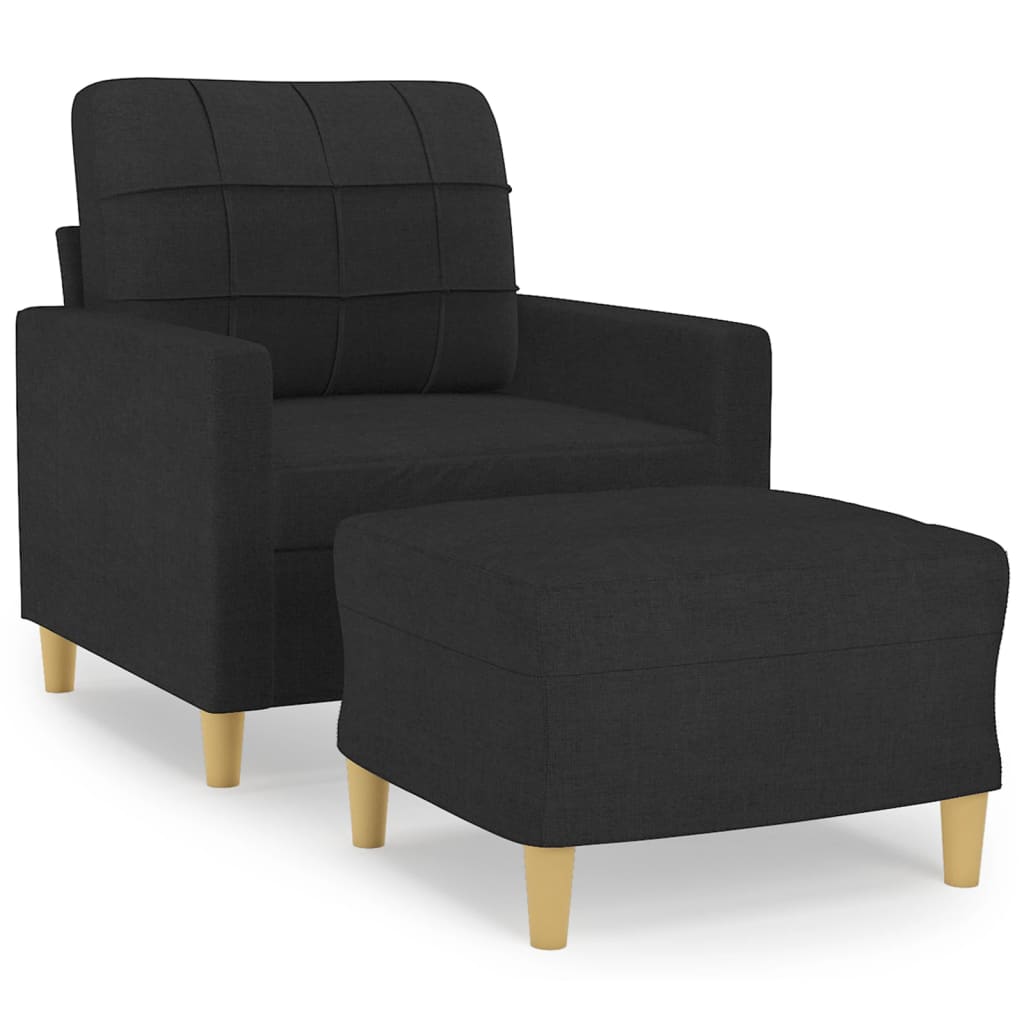 vidaXL Fotel z podnóżkiem, czarny, 60 cm, obity tkaniną