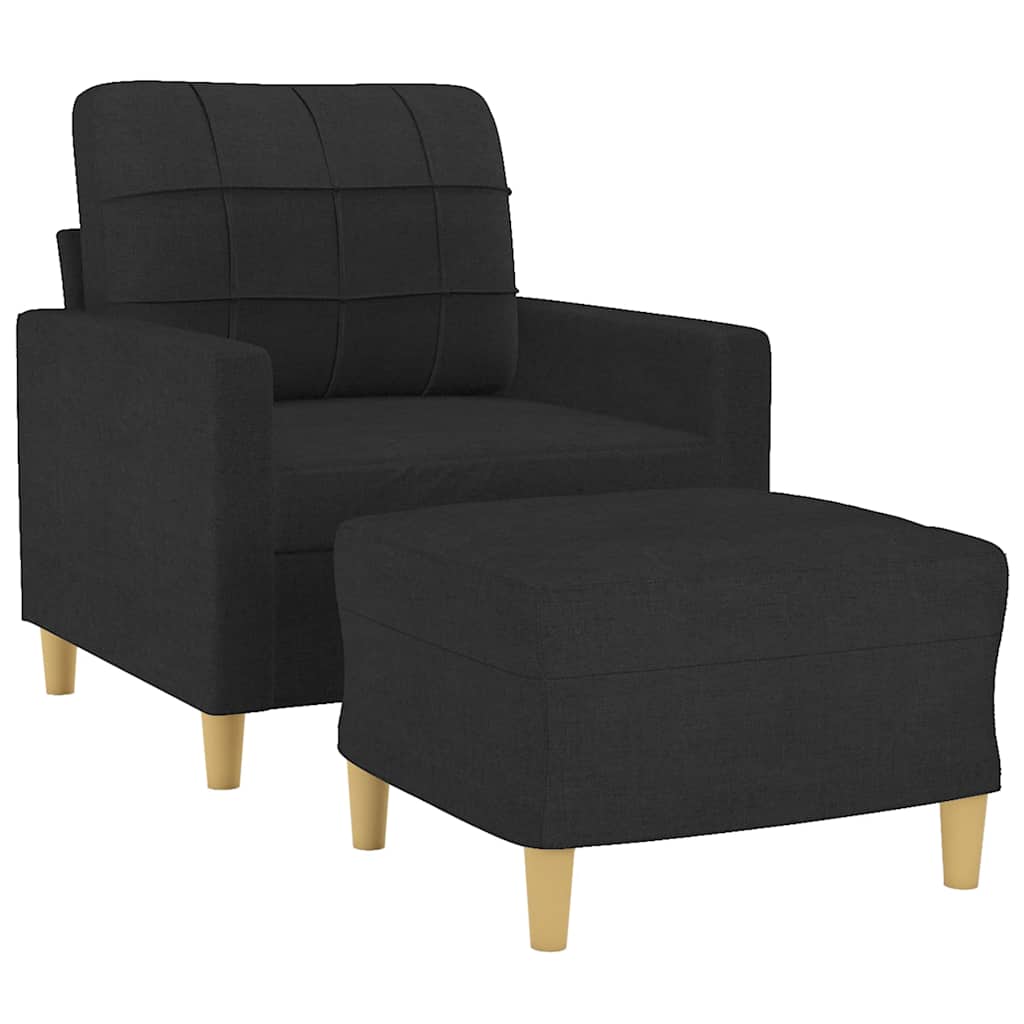 vidaXL Fotel z podnóżkiem, czarny, 60 cm, obity tkaniną