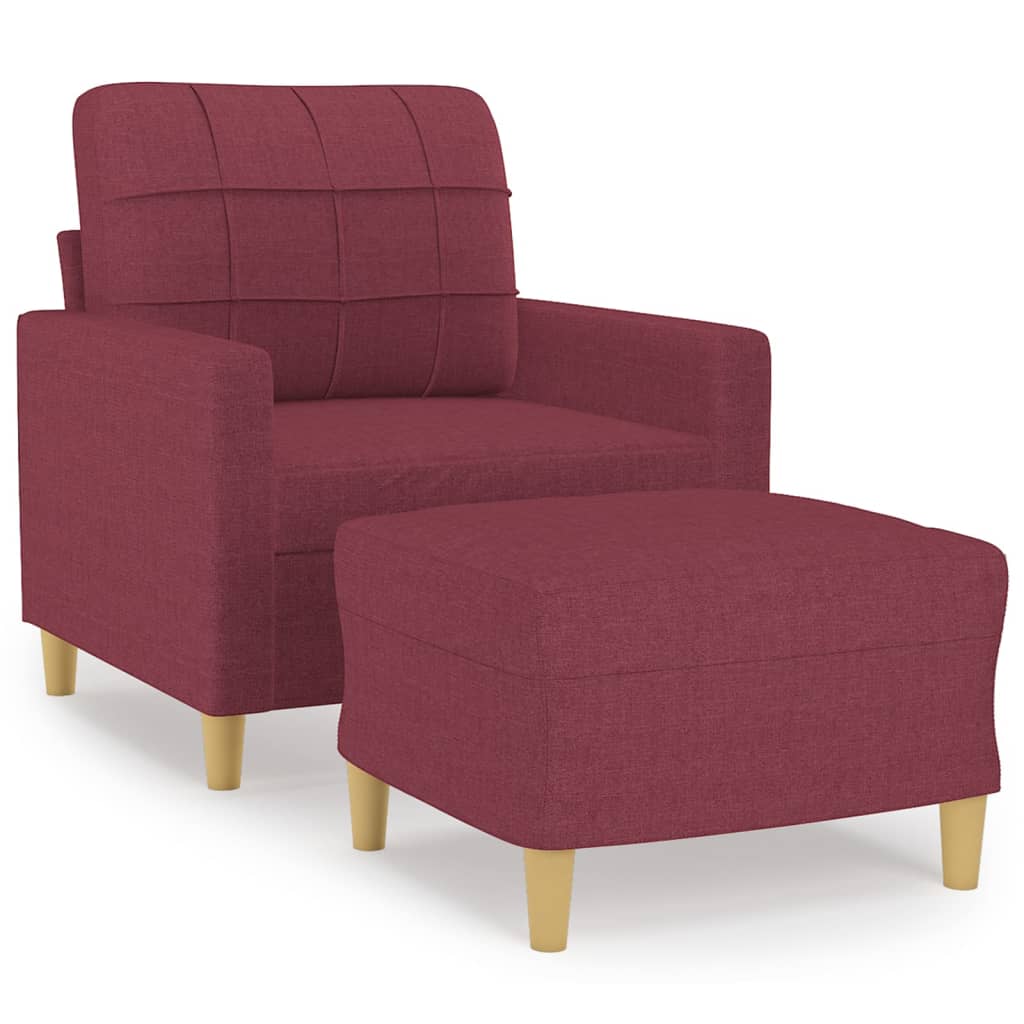 vidaXL Fotel z podnóżkiem, winna czerwień, 60 cm, obity tkaniną