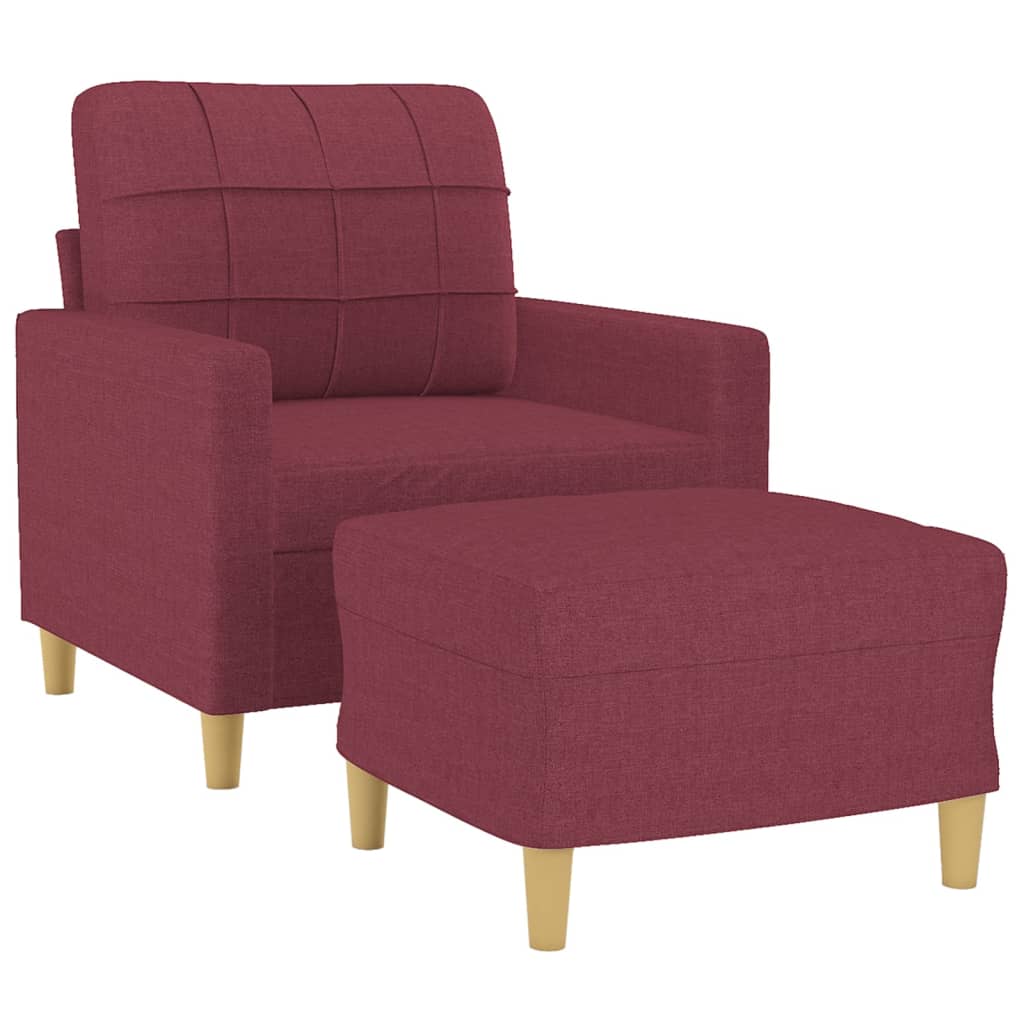vidaXL Fotel z podnóżkiem, winna czerwień, 60 cm, obity tkaniną