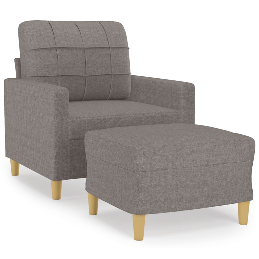 vidaXL Fotel z podnóżkiem, taupe, 60 cm, obity tkaniną