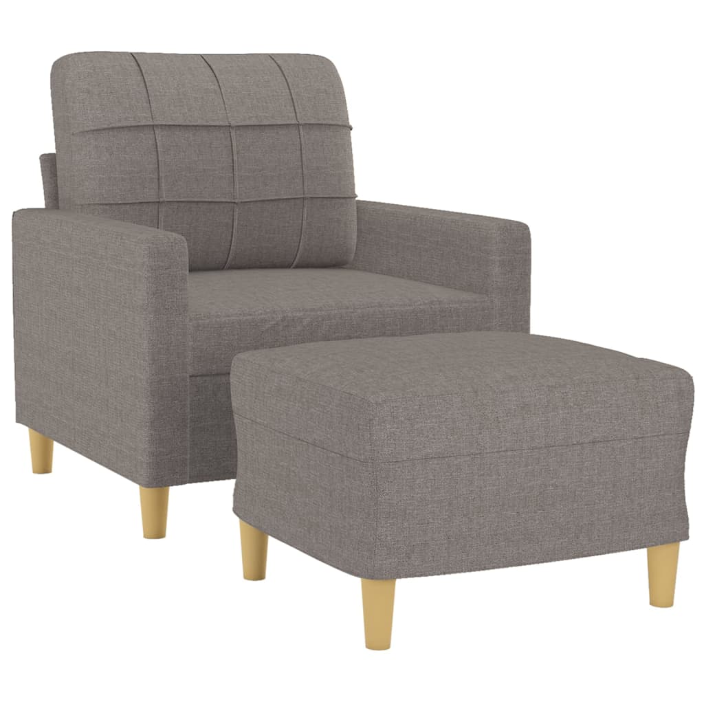 vidaXL Fotel z podnóżkiem, taupe, 60 cm, obity tkaniną