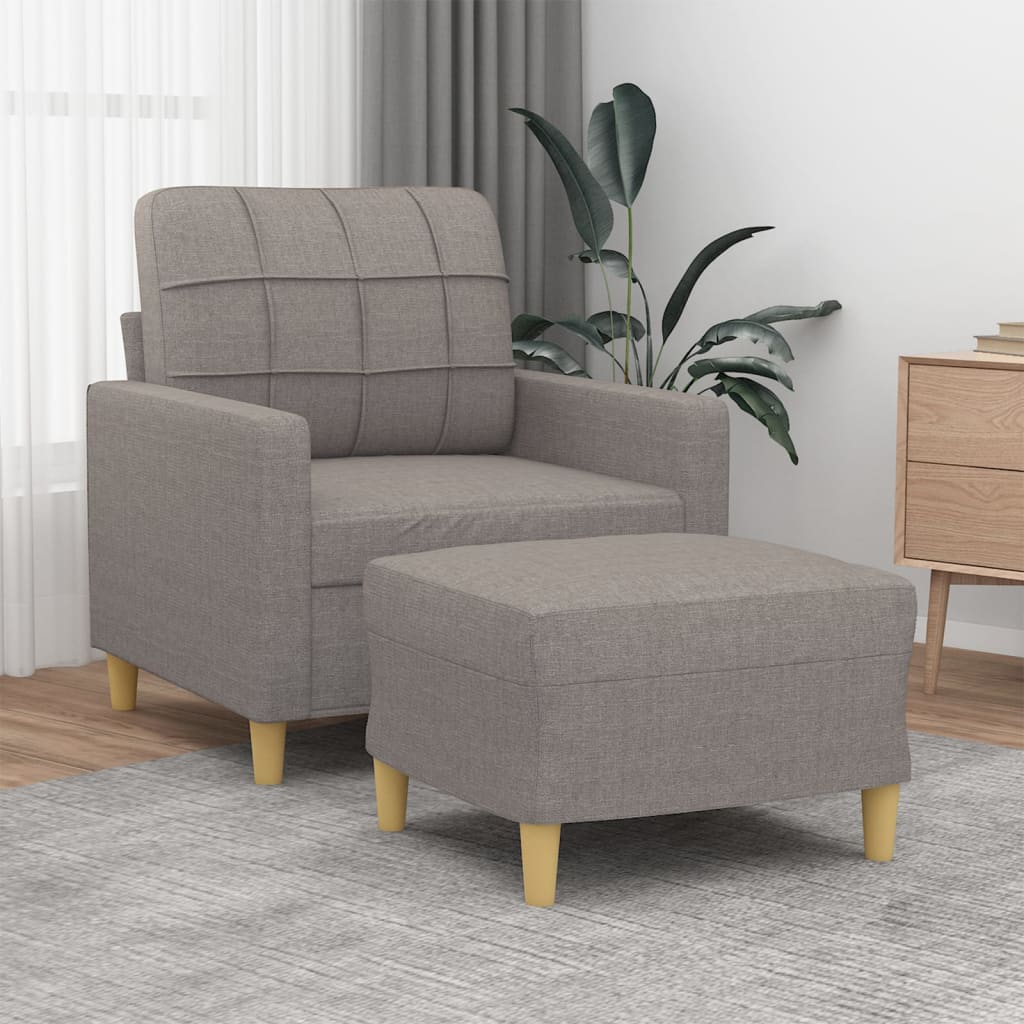 vidaXL Fotel z podnóżkiem, taupe, 60 cm, obity tkaniną