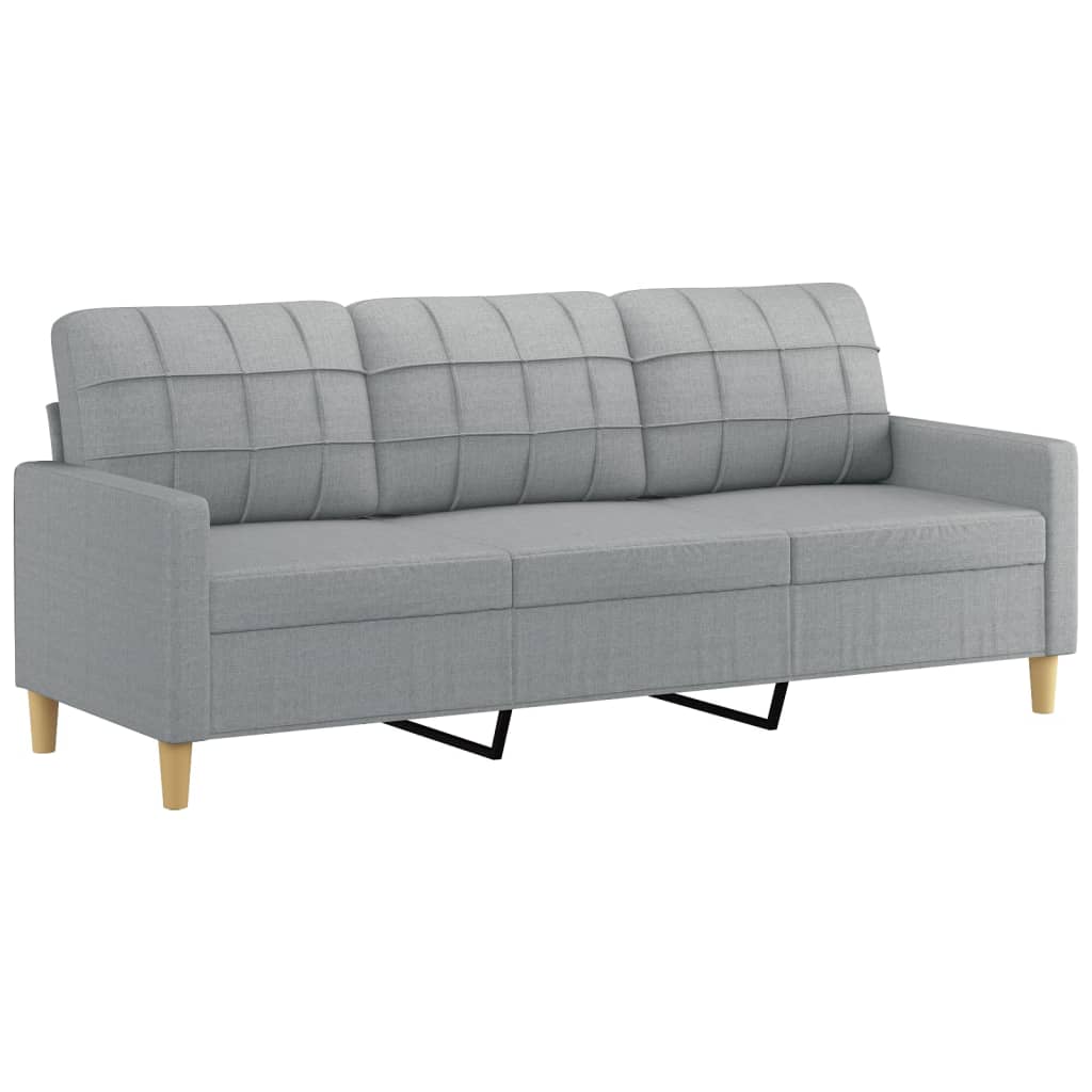 vidaXL 3-osobowa sofa z podnóżkiem, jasnoszara, 180 cm, tkaniną