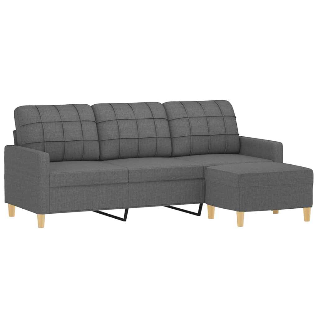 vidaXL 3-osobowa sofa z podnóżkiem, ciemnoszary, 180 cm, tkaniną